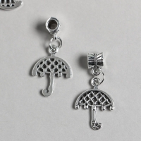 Бейл с подвеской металл для творчества "Зонтик" серебро набор 4 шт 3,1 см