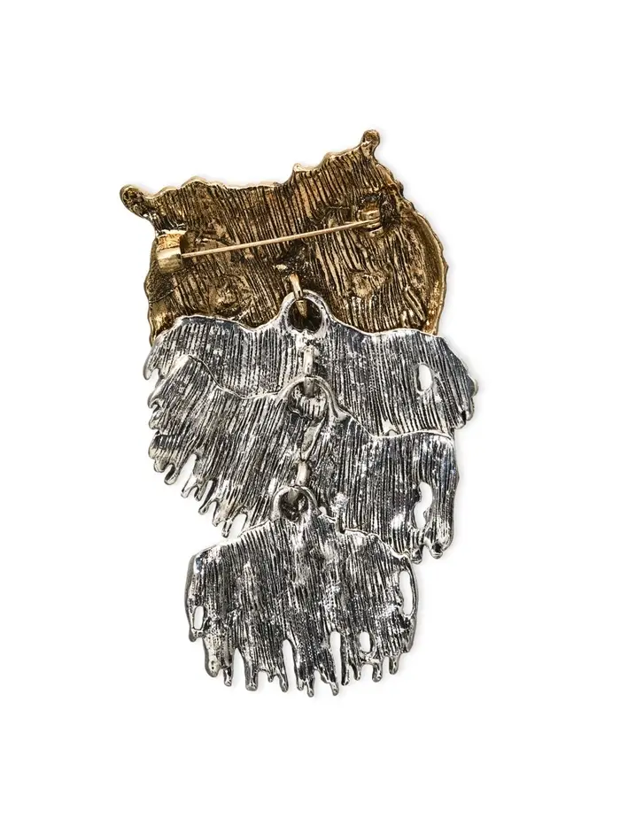 Брошь "Сова" крупная, подвижная, цветная