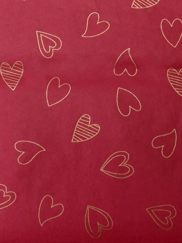Бумага упаковочная тишью, &laquo;Сердечки&raquo;, 50 см &times; 70 см 17 грамм, винная