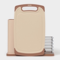 Подставка для ножей и столовых приборов Доляна &laquo;Нежность&raquo;, пластик, бежевая