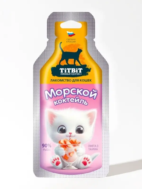 Морской коктейль лакомство для кошек TitBit 15 г