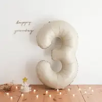 Шар фольгированный 40" Цифра 3, цвет &laquo;Взбитые сливки&raquo;