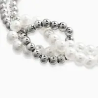 Браслет жемчужный "Узел", цвет белый в серебре 17+5см, бусина 6