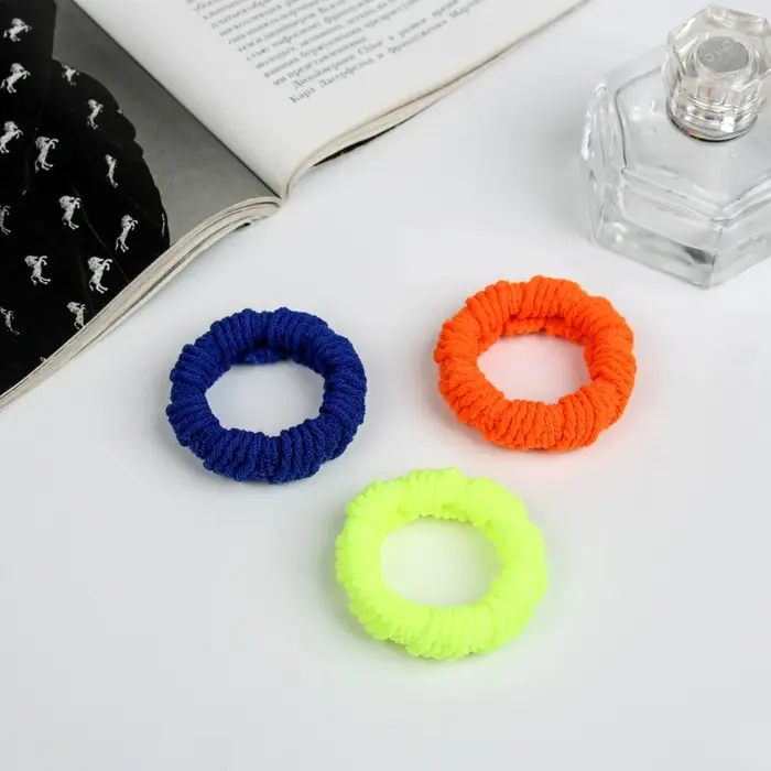 Резинка для волос "Махрушка спорт" (набор 3 шт) узор диагональ, 4 см