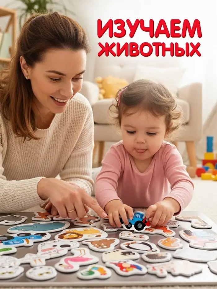 Магнитный игровой набор &laquo;Забавные животные&raquo;, 38 элементов
