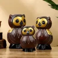 Набор сувенирный "Совята" дерево H 14, 12, 10 см, цв. коричневый