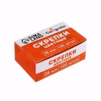 Скрепки 28мм цветные в картонной коробке 100 штук