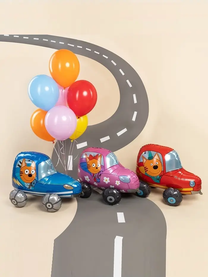 Воздушный шар фольгированный 3D 29" &laquo;Три Кота. Карамелька в машине&raquo;