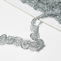 Тесьма декоративная, 12 мм, 10 &plusmn; 1 м, цвет серебряный