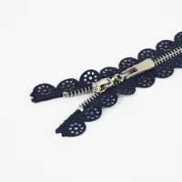 Молния металлическая, №3, неразъёмная, замок автомат, 60 см, тёмно-синяя