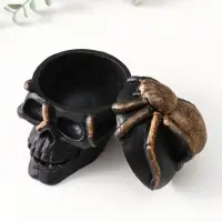 Шкатулка с крышкой &laquo;Череп&raquo;, 10&times;8&times;10 см, чёрная