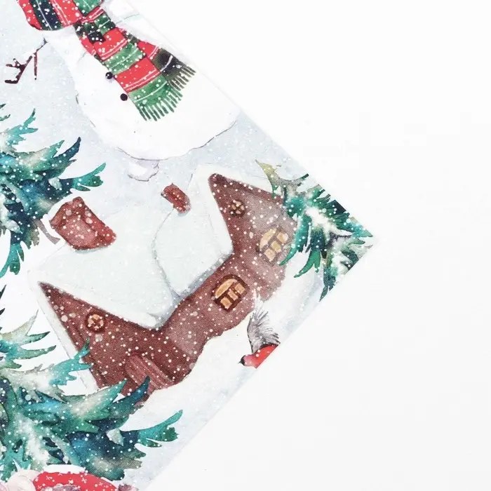 Упаковочная бумага на новый год глянцевая двухсторонняя &laquo;Зимняя деревушка&raquo;, 50 х 70 см