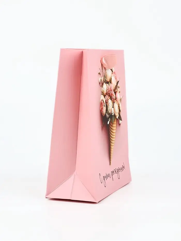 Пакет ламинированный &laquo;С Днём рождения&raquo;, цветы, S 12 х 5.5 х 15 см