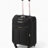 Чемодан 20", Текст, 37*23*55, отд на молнии, 2 нар/карм, увелич, код замок, 4 колеса, черный   10872