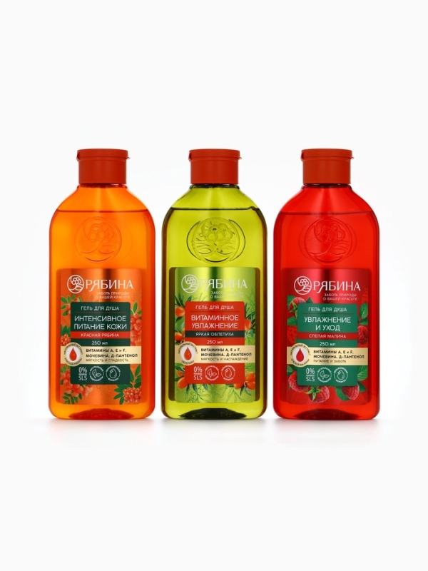 Гель для душа, витаминное увлажнение, аромат облепихи, 250 мл, Рябина