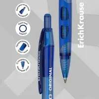 Ручка шариковая автоматическая ErichKrause XR-30, узел 0.7 мм, чернила синие, резиновый держатель, длина линии письма 1000 метров