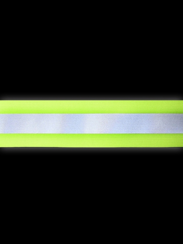 Светоотражающий пояс эластичный 1 полоса 2см 50-100см*4,5см на фастексе салатов/чёрн АУ