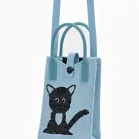 Сумка подр Коты, 12*4*17, отд на кнопке, дл ремень, голубой