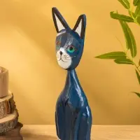 Сувенир интерьерный "Кошачья семья" (набор 3 шт: 30,25 и 20 см) дерево, цв. синий