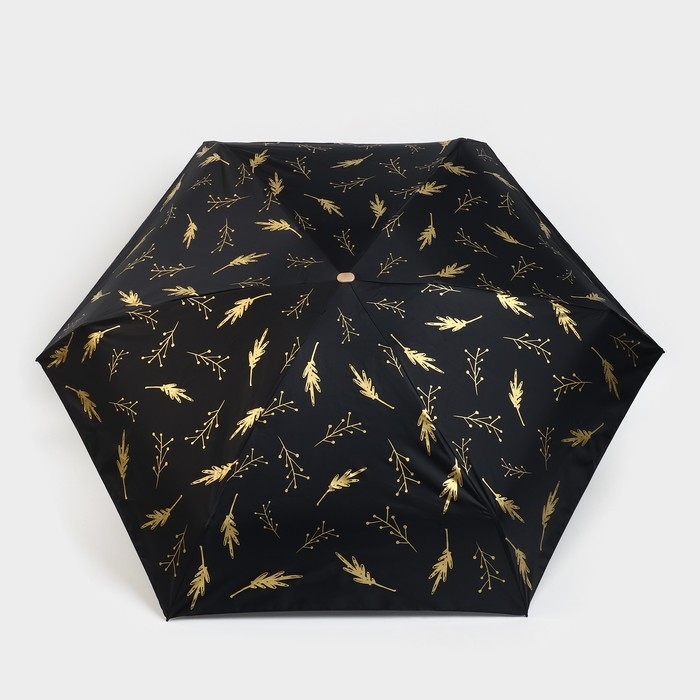 Зонт женский &laquo;Чёрное золото&raquo;, 6 спиц, складывается в размер телефона.