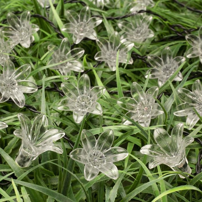 Гирлянда &laquo;Нить&raquo; 4.5 м с насадками &laquo;Цветы&raquo;, IP44, тёмная нить, 30 LED, свечение мульти, 2 режима, солнечная батарея