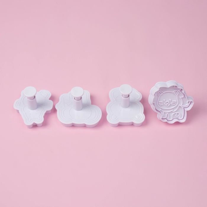 Плунжеры кондитерские Доляна &laquo;Зверята&raquo;, для теста, набор 4 шт, пластик, белые