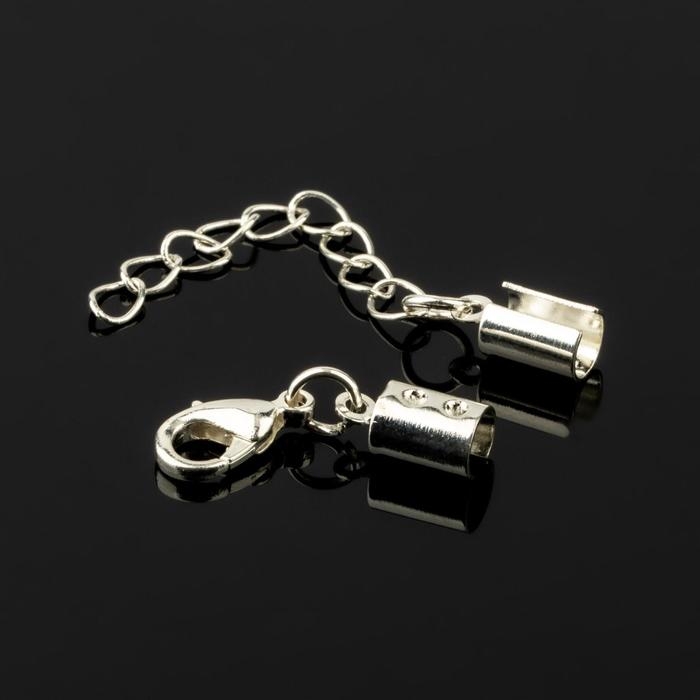 Замок-карабин (набор 5 шт.), 12&times;7 мм с удлинителем и обжимными круглыми концевиками 10&times;5 мм