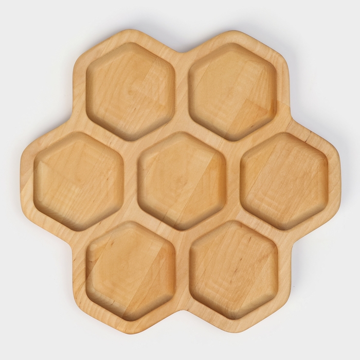 Менажница Adelica &laquo;Соты&raquo;, 7 секций, d=27&times;1,8 см, берёза