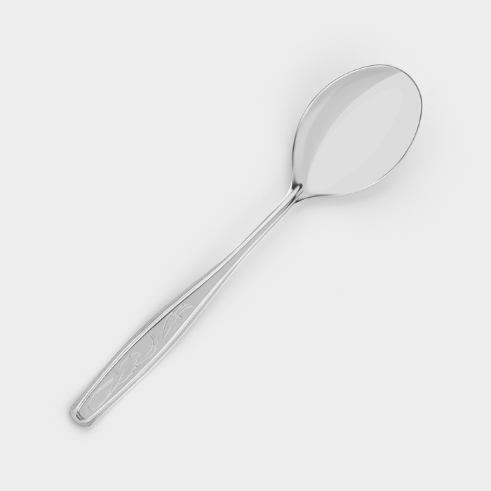 Ложка столовая &laquo;Силуэт&raquo;, длина 20 см, толщина 1 мм, упрощённой обработки, цвет серебряный