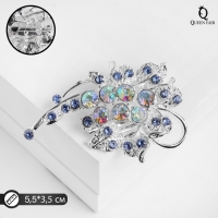 Брошь &laquo;Роса&raquo; на ветке, цвет голубой в серебре