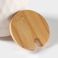 Набор керамический для специй на бамбуковой подставке BellaTenero &laquo;Герда&raquo;, 3 предмета: солонка 120 мл, перечница 120 мл, сахарница с ложкой 220 мл, цвет белый