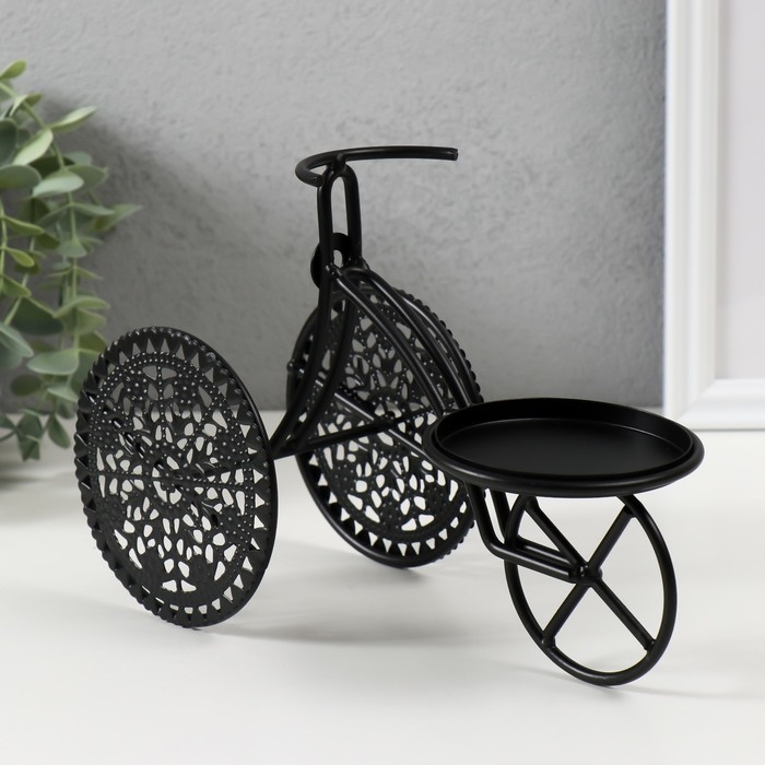 Подсвечник металл на1 свечу "Трёхколёсный велосипед" d=8 см чёрный 23х11,5х16 см