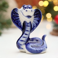 Новый год. Сувенир "Змея Маня", гжель, 8,5 см