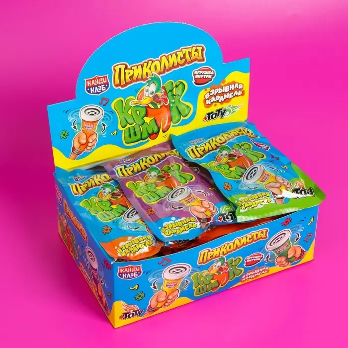 Взрывная карамель с игрушкой и татуировкой "Приколисты. Кряк-шмяк", 1 г