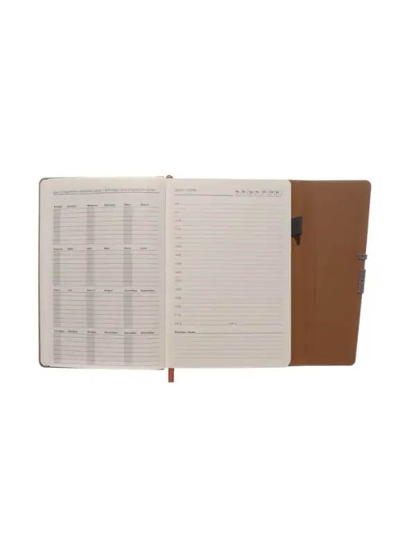Ежедневник недатированный формат А5, с клапаном, 96л, линия, пвх, Коричневый