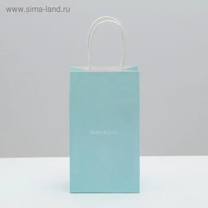 Пакет подарочный крафтовый, упаковка, &laquo;Happy & Love&raquo;, 12 х 21 х 9 см