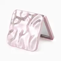 Зеркало складное квадрат (2) с/увел ВОЛНЫ 7,5см пластик розовый пакет QF