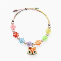 Браслет детский "Выбражулька" на затяжке, лиса с бусинами смайлы, цветной