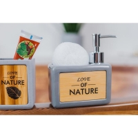 Дозатор для моющего средства с подставкой для губки SAVANNA &laquo;Природа&raquo;, 450 мл, цвет серый