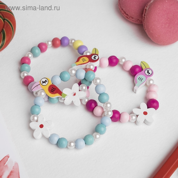 Браслет детский &laquo;Выбражулька&raquo; тукан с цветочком, цвет МИКС