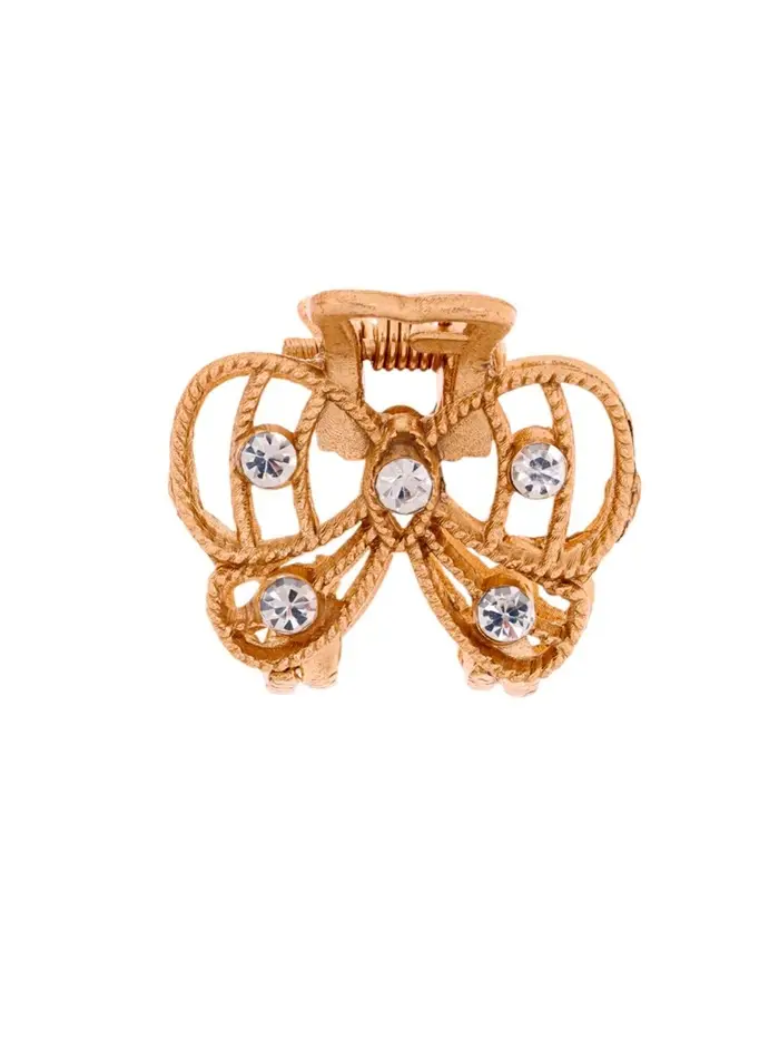 Крабик для волос &laquo;Бантик&raquo;, стразы, 2.5 см, золото