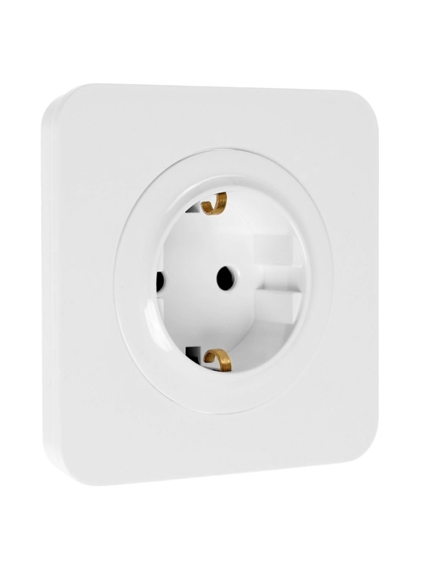 Розетка одноместная, серия "Circular", 16 А, скрытая, с з/к, белая