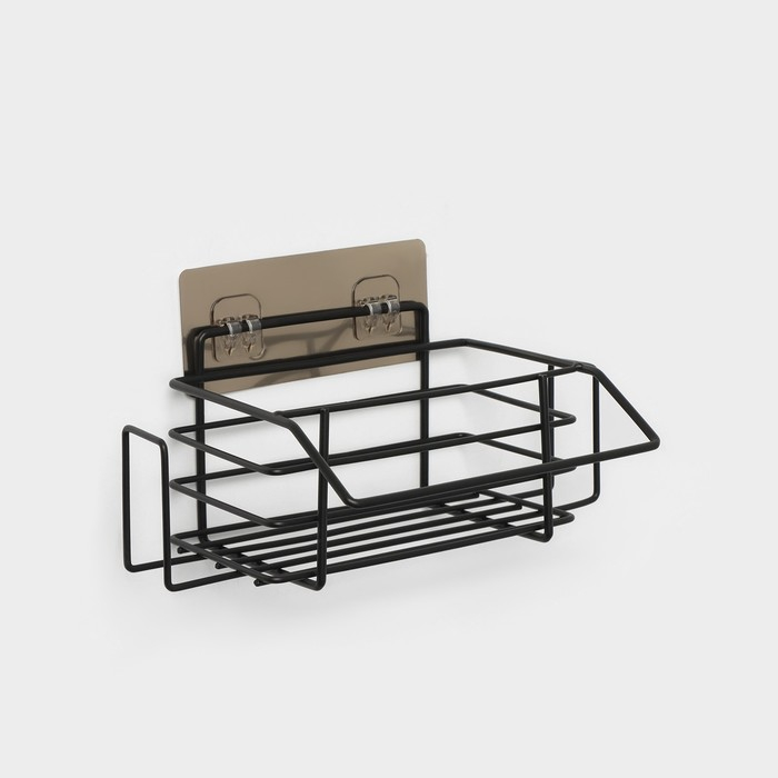 Полка на липучке, 24&times;14&times;10 см, цвет чёрный