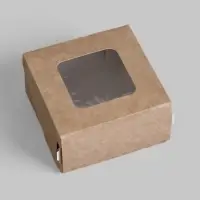 Коробка складная, с окном, крафтовая, 7&times;7&times;4 см