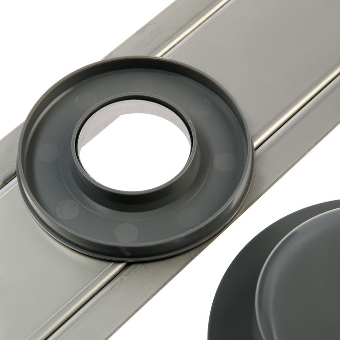 Трап ZEIN engr, c флaнцeм свободного вращ 360&deg;, 7*60 см, d=40/50 мм, нерж сталь, сатин