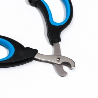 Ножницы-когтерезы "Пижон" Premium с эргономичной ручкой, чёрно-голубые