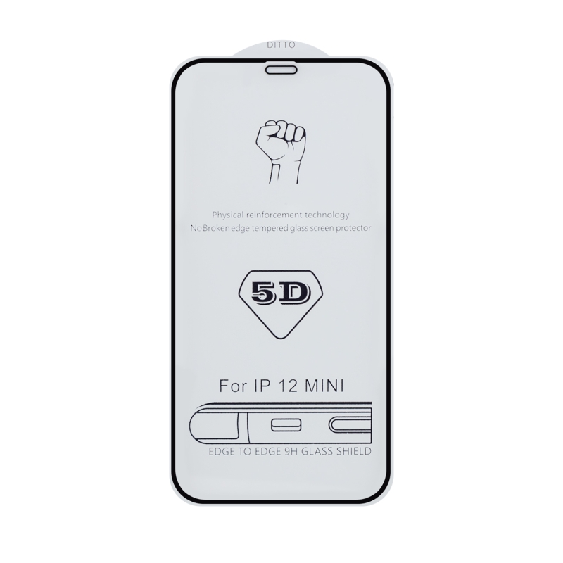 Защитное стекло iPh 12 Mini (5.4) 5D 0.33 mm без упаковки (без возврата и обмена)