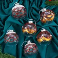 Набор шаров пластик d-8 см, 6 шт "Лирой"красно-белый