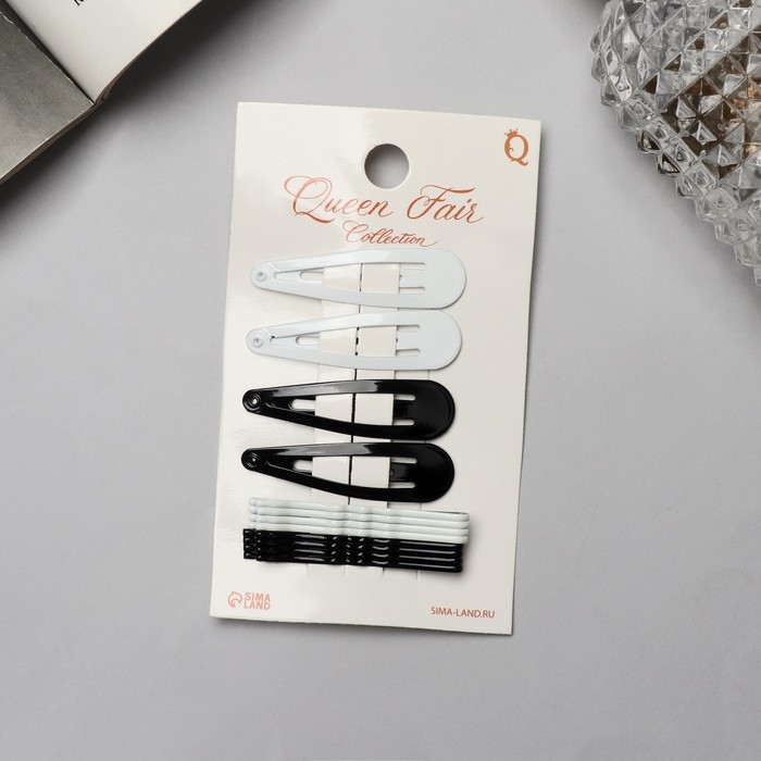 Невидимка для волос &laquo;Бриджит&raquo; (набор 12 шт) 5 см, чёрно-белый