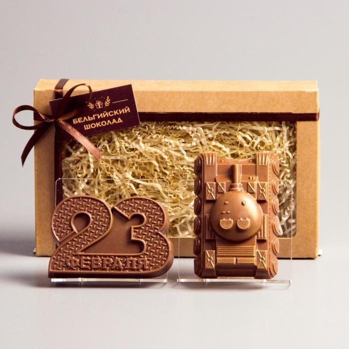 Бельгийский шоколад, 2 в 1 &laquo;23 февраля №2 + Танк&raquo;, 160 г